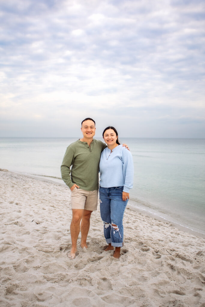 Couple engagement photos on a beach