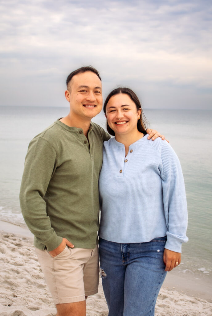 Couple engagement photos on a beach