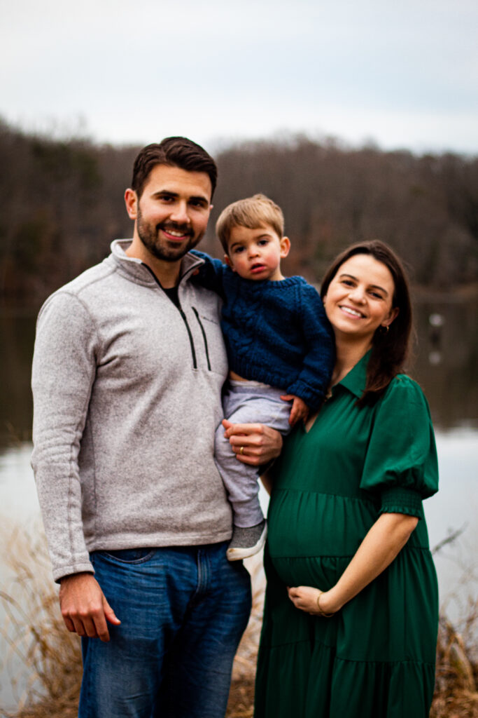 Family portrait taken on dock in Edgewater, MD.